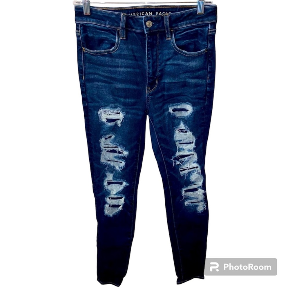 American Eagle Jeans Jeggings Women’s 6R Super Hi-Rise Distressed Denim Skinny
